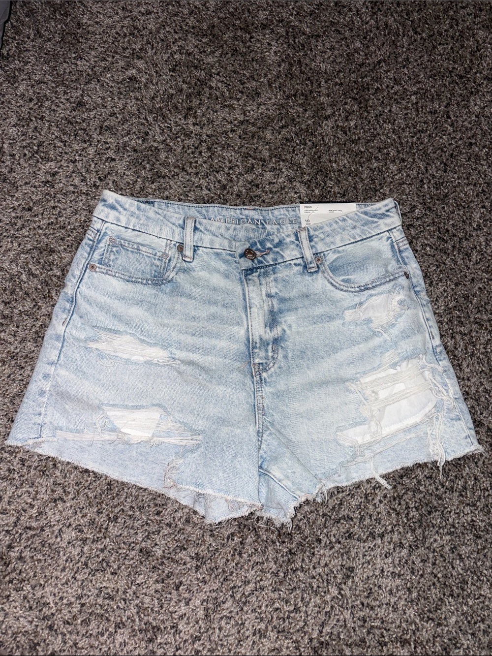 American Eagle Outfitters Light Wash Distressed Denim Shorts